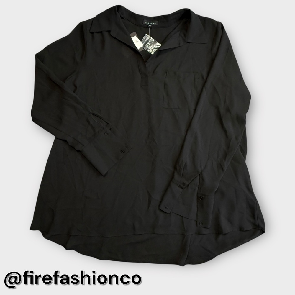 Pleione NEW Black Blouse Large Office Career Baddie